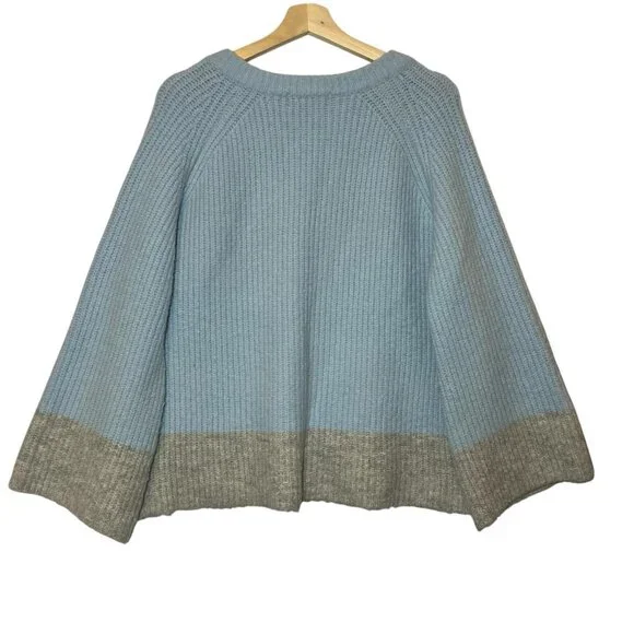 Anthropologie LOST INK Women Sweater Size 6 Oversized Light Blue Gray V Neck - Picture 5 of 13